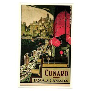 Cunard USA Canada Vintage 1990 Postcard Frank H Mason 16 of 23 Marine Art